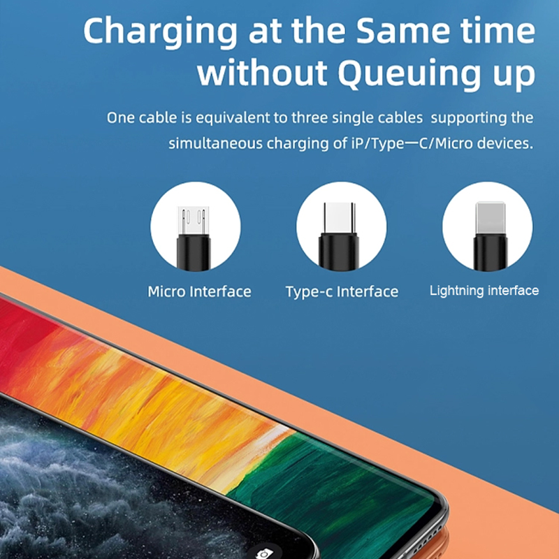 D3  USB to Type-C&amp;Lightning&amp;Micro(3in1) Cable